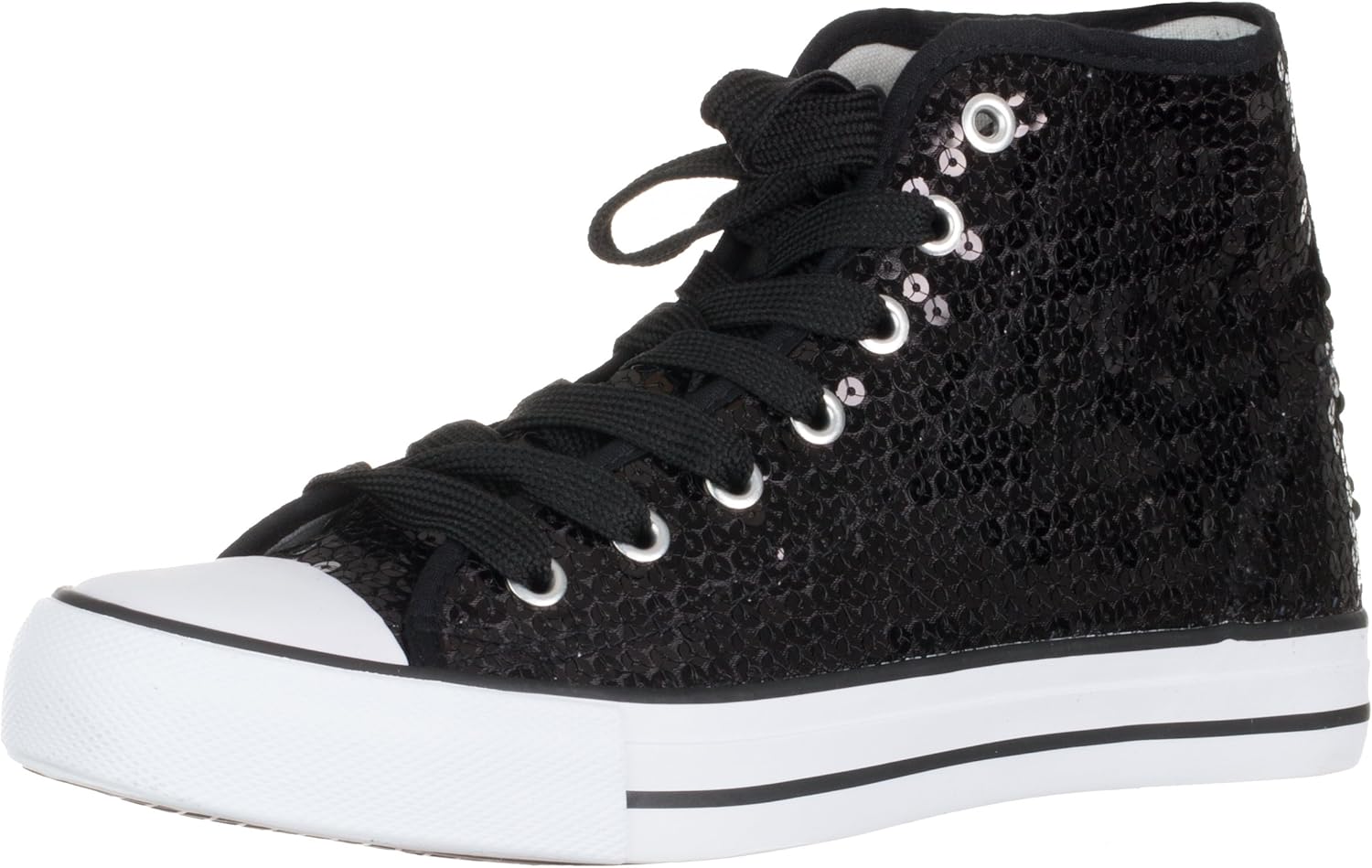 Brandsseller Dam Glitter sneakers paljetter halv höga spets damstövlar.