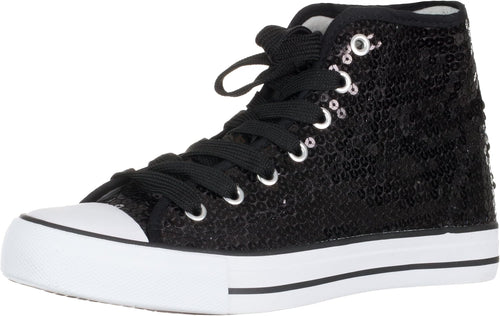 Brandsseller Dam Glitter sneakers paljetter halv höga spets damstövlar.