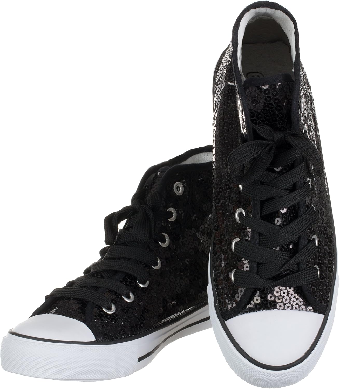 Brandsseller Dam Glitter sneakers paljetter halv höga spets damstövlar.