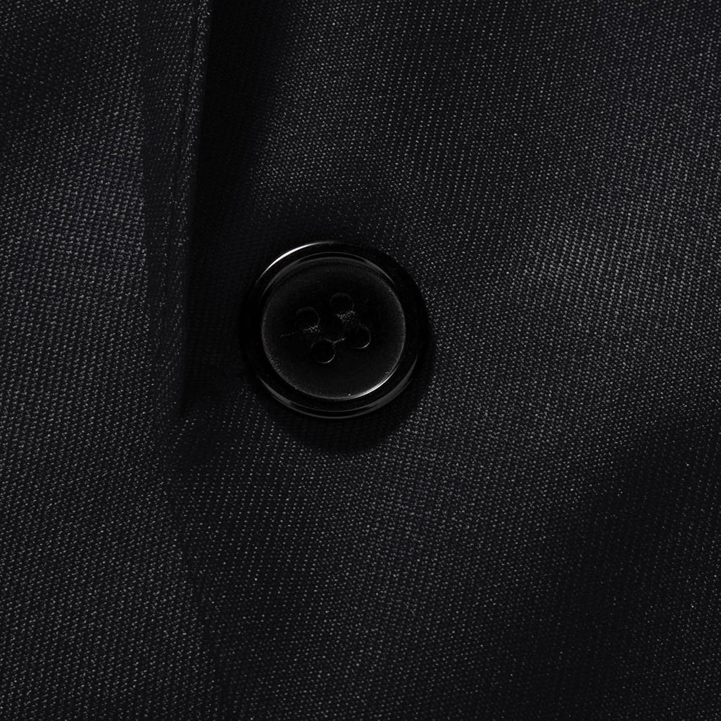 Herr smal passform en knapp blazer jacka notch kavajslag svart trim ficka solid sportdräkt kappa för vardaglig fest bal