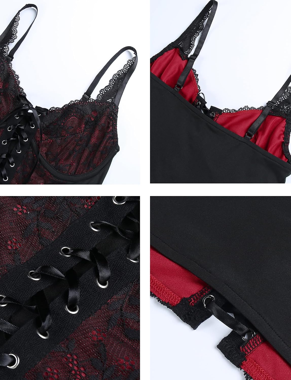 FEOYA Spets/PU gotisk väst för kvinnor sexig ärmlös punk magtröja kort/långärmad snörning toppar för halloween/cosplay/karneval/streetwear/fest/klubb/vardaglig XS-XL