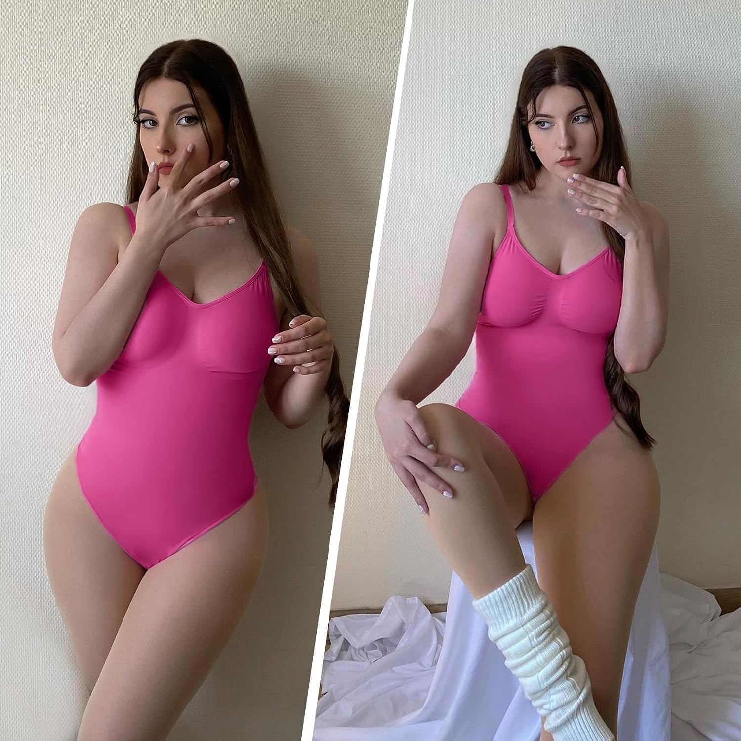 SHAPERX Women Sculpting Bodysuit Tummy Control Shapewear Seamless Body Shaper Thong Adjustable Straps