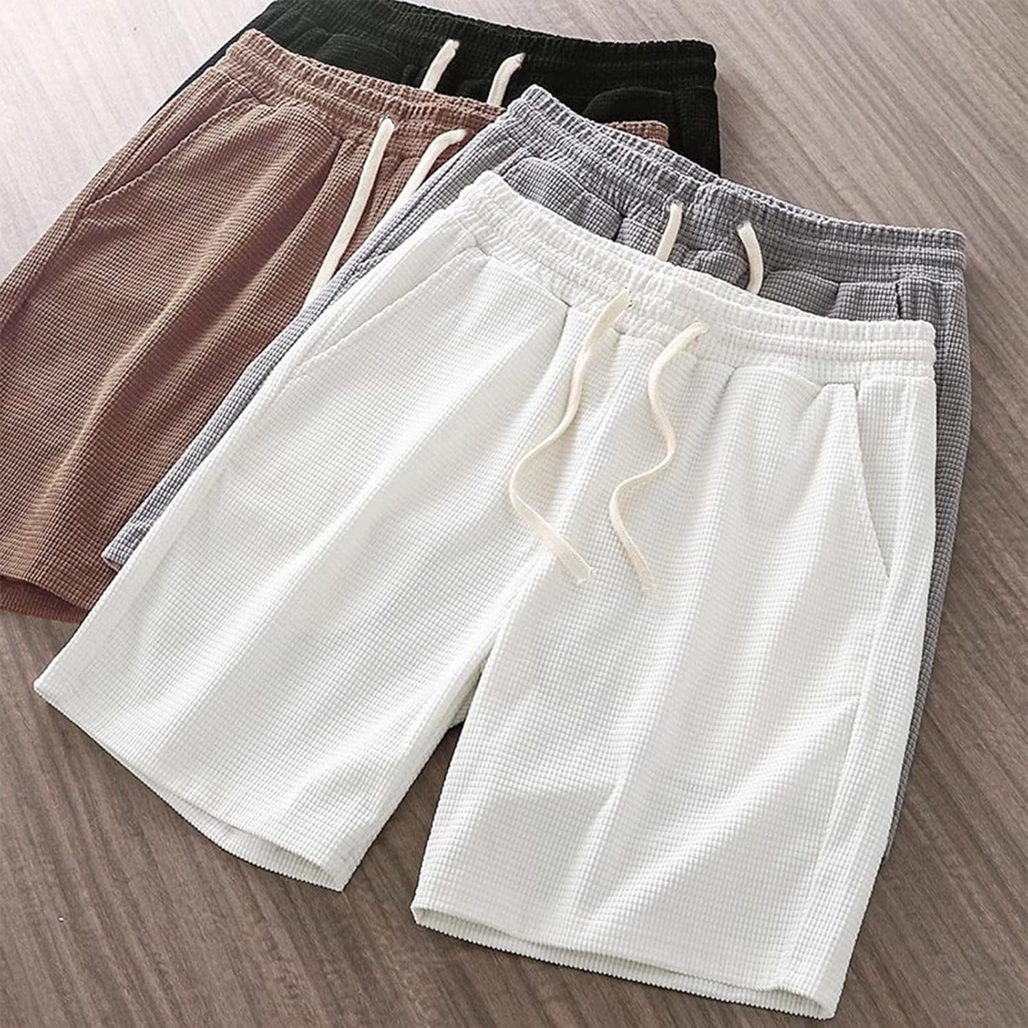 Herr Shopping Shorts För Stadsvandring Senior Man Lätt Skrynkelfri Stretch Andas Många Fickor Praktisk Elastisk Midja