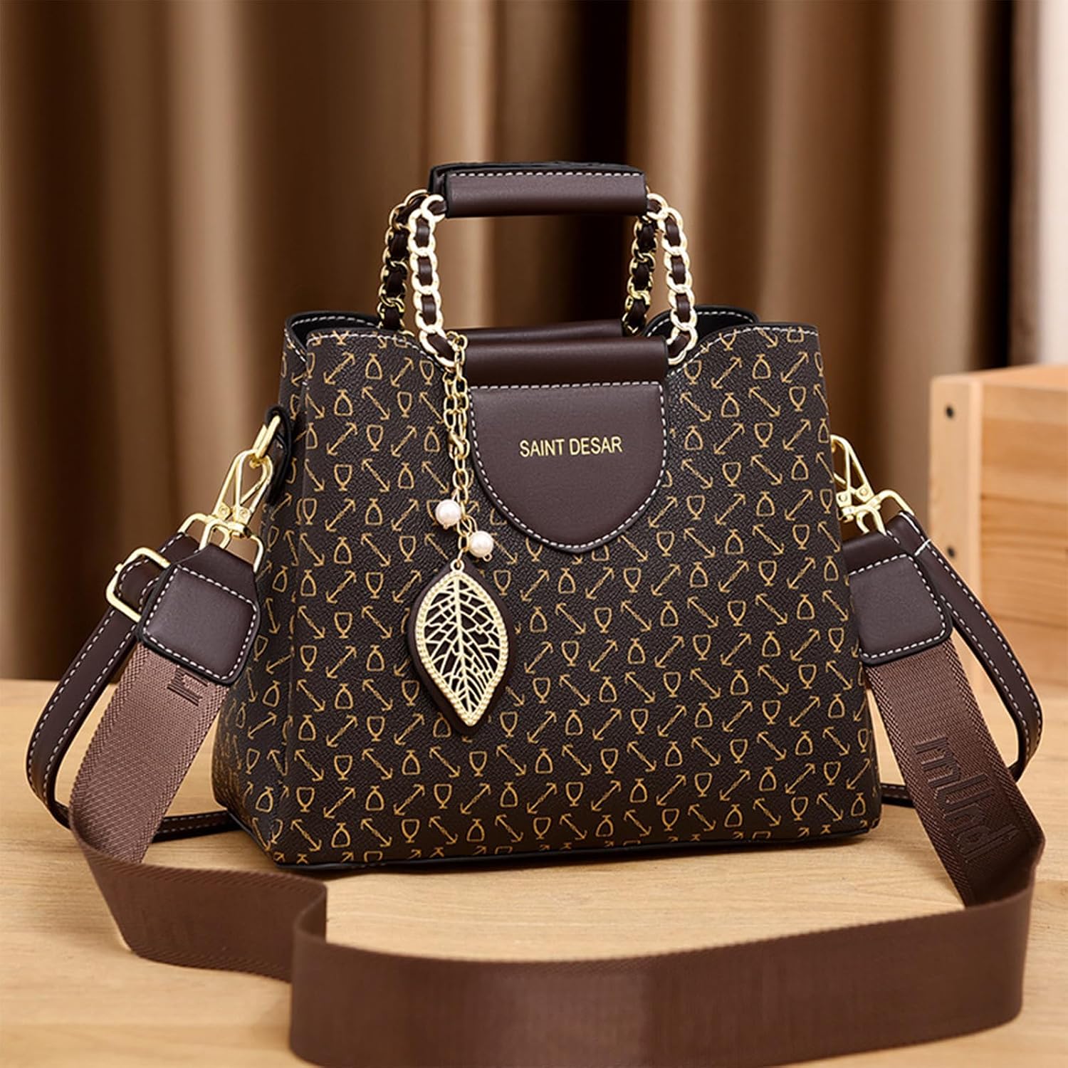 CORIOS Elegant handväska för kvinnor damer PU-läder axelväska över kroppen mode messenger topphandtag väska liten hobbo skolväska shopping resa kontor väska