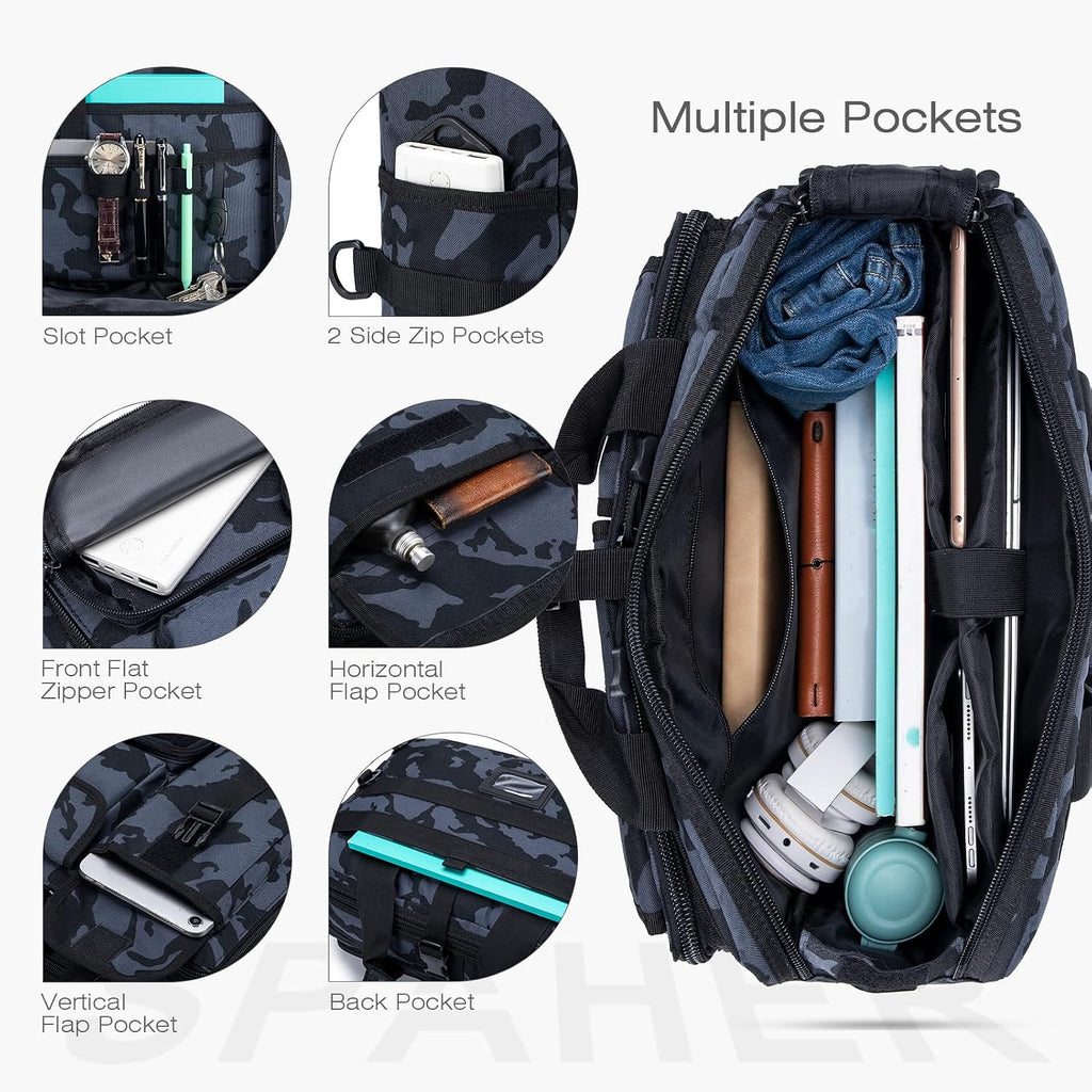SPAHER Portfölj Herr Arbetsväska Herr Laptopväska 14/15,6/17,3 tum Business Tactical Bag Militärväska Axelväska Messenger Bag Herr Present för Kvinnor Herr