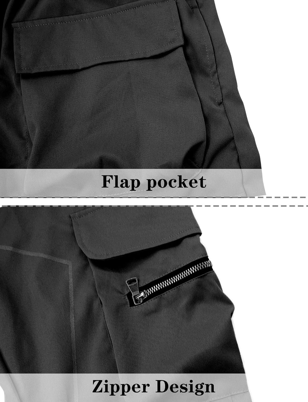 AIEOE Cargobyxor, herr, hip hop, techwear, cargobyxor med reflekterande ränder, streetwear, punkbyxor, joggingbyxor, joggingbyxor med fickor, elastisk linning