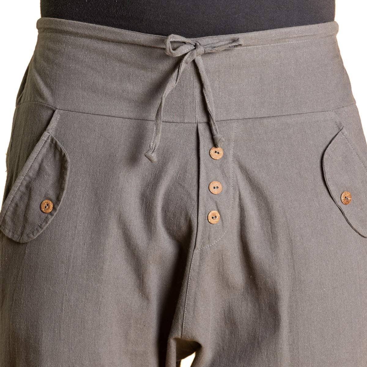 PANASIAM Yogi Pants Classic för dam och herr I bekväma fritidsbyxor i Aladin-Harem-stil – 100% bomull I optimal passform tack vare dragsko fram och elastisk linning bak I sommarbyxor