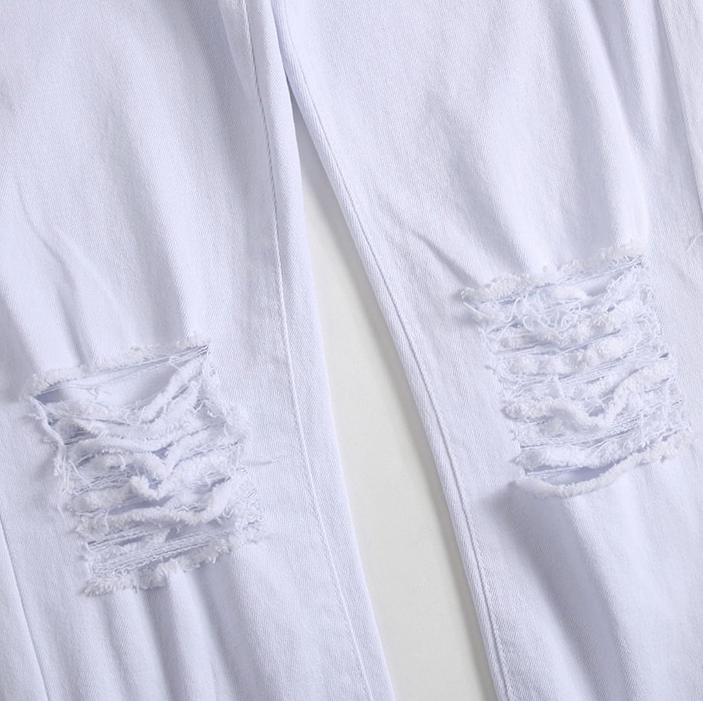 Herr Slim Fit-jeans herr stretch rippade slim fit skinny jeans mode raka ben komfortbyxor