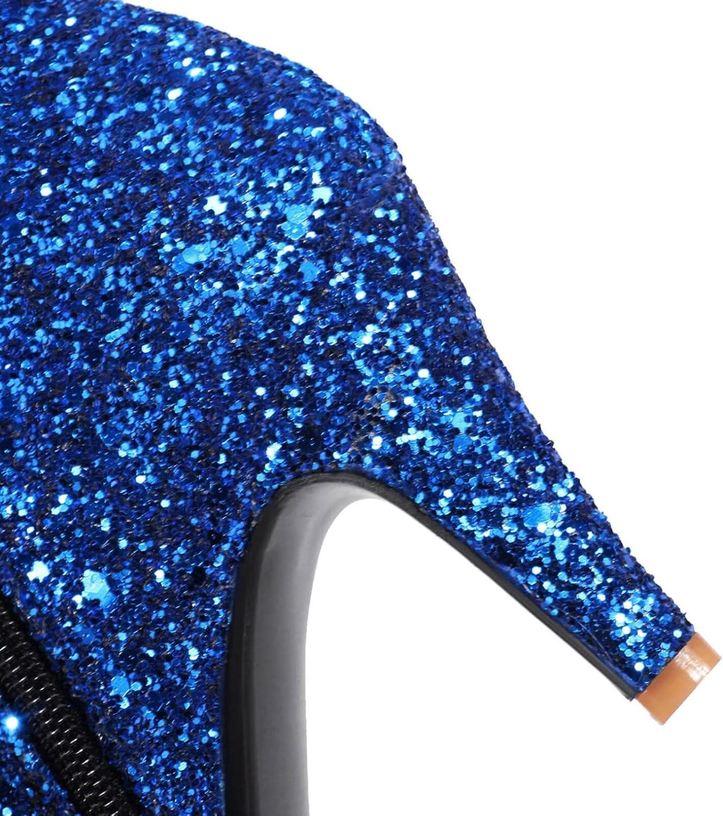 dam stilett höga klackar ankelstövlar med glitter spets ankelstövlar vinterstövlar