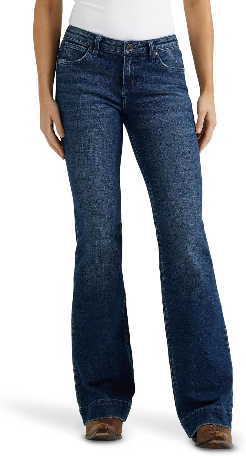 Wrangler dam Jeans Women's Willow Mid Rise Performance Waist Boot Cut Ultimate Riding Jean