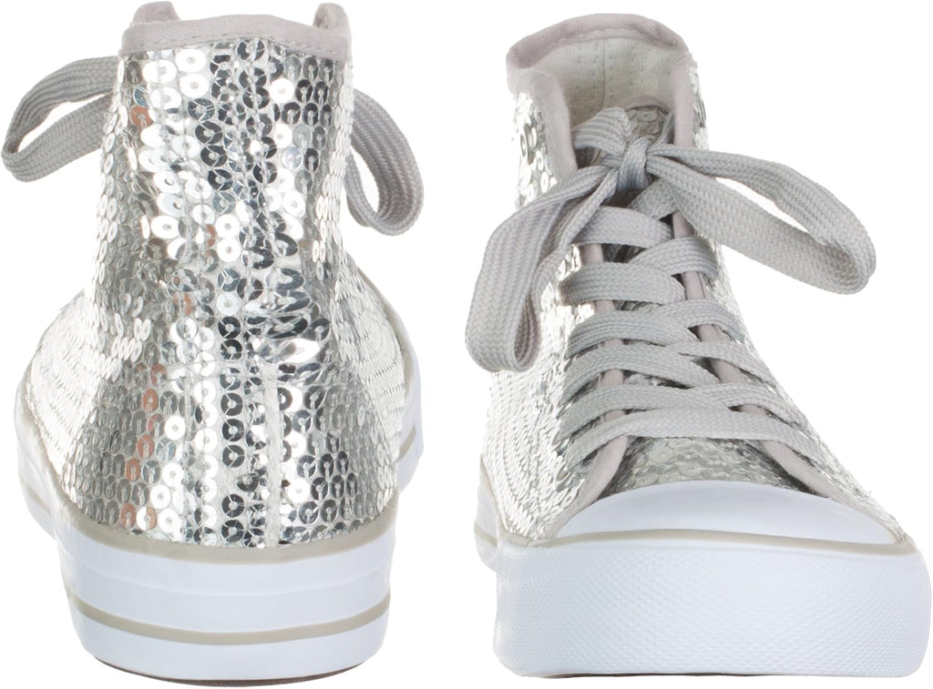 Brandsseller Dam Glitter sneakers paljetter halv höga spets damstövlar.