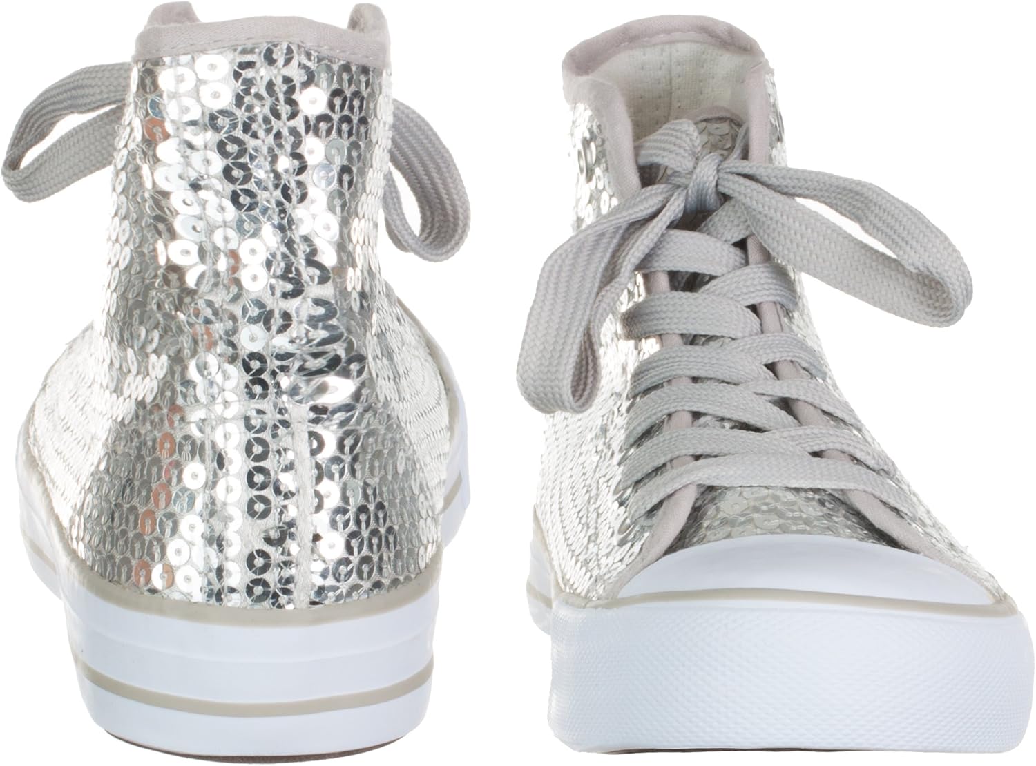 Brandsseller Dam Glitter sneakers paljetter halv höga spets damstövlar.