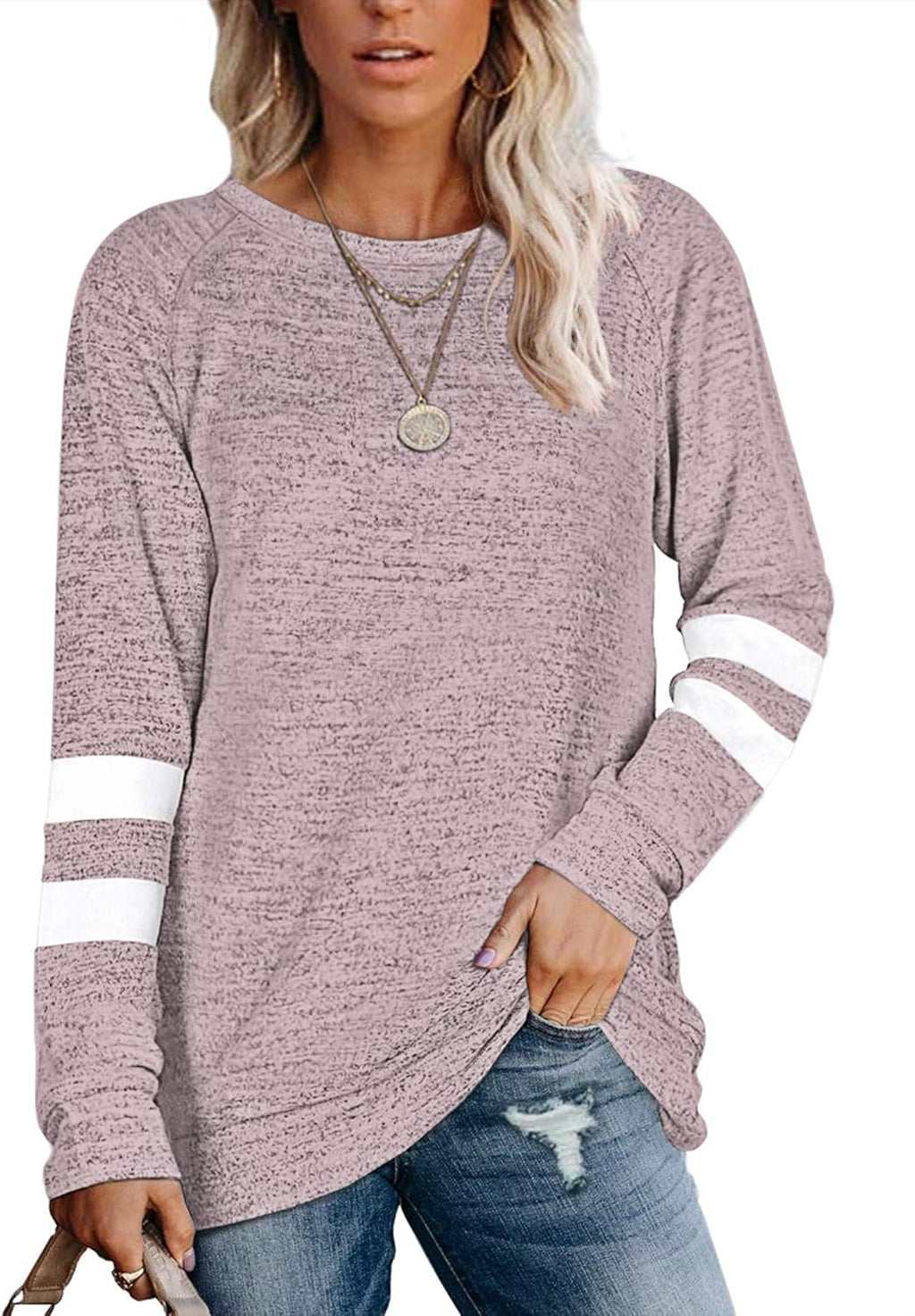MOLERANI Långärmad rund hals lediga T-shirts blusar sweatshirts tunika toppar för vintern