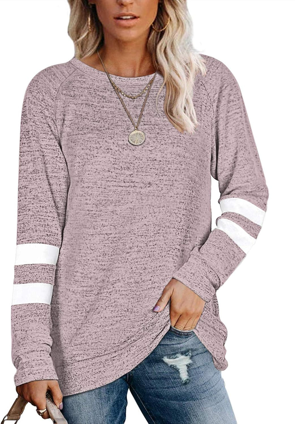 MOLERANI Långärmad rund hals lediga T-shirts blusar sweatshirts tunika toppar för vintern