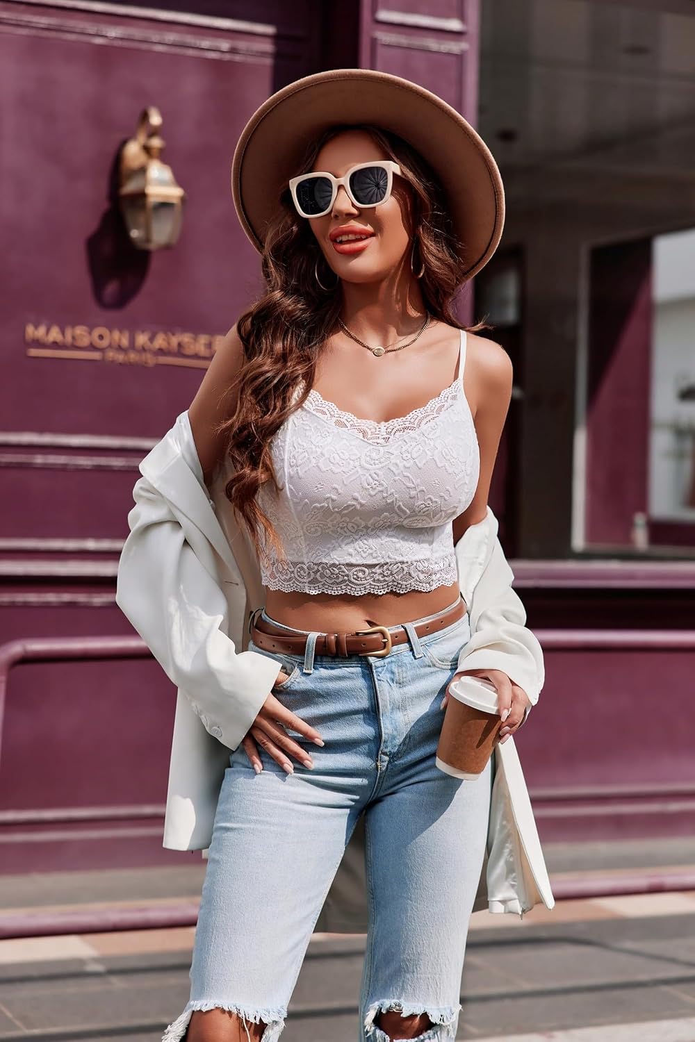 Avidlove dam spets bustier topp sexig bralette undertröja basic spagettiremmar camisole V-ringad rygg urtagning design tank toppar crop