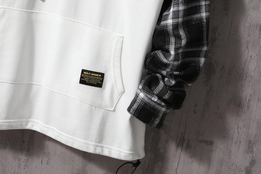GURUNVANI Lappteknik huvtröjor herr bokstavstryck streetwear huvtröja herr sweatshirt