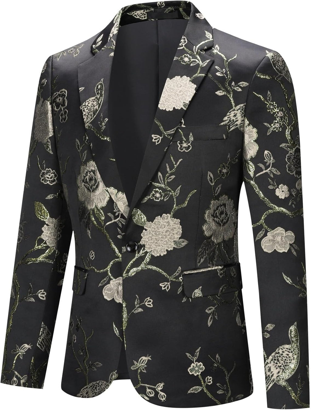 YOUTHUP Broderi blazer för män smal passform blommig kostym jacka snygg blommig smoking jackor