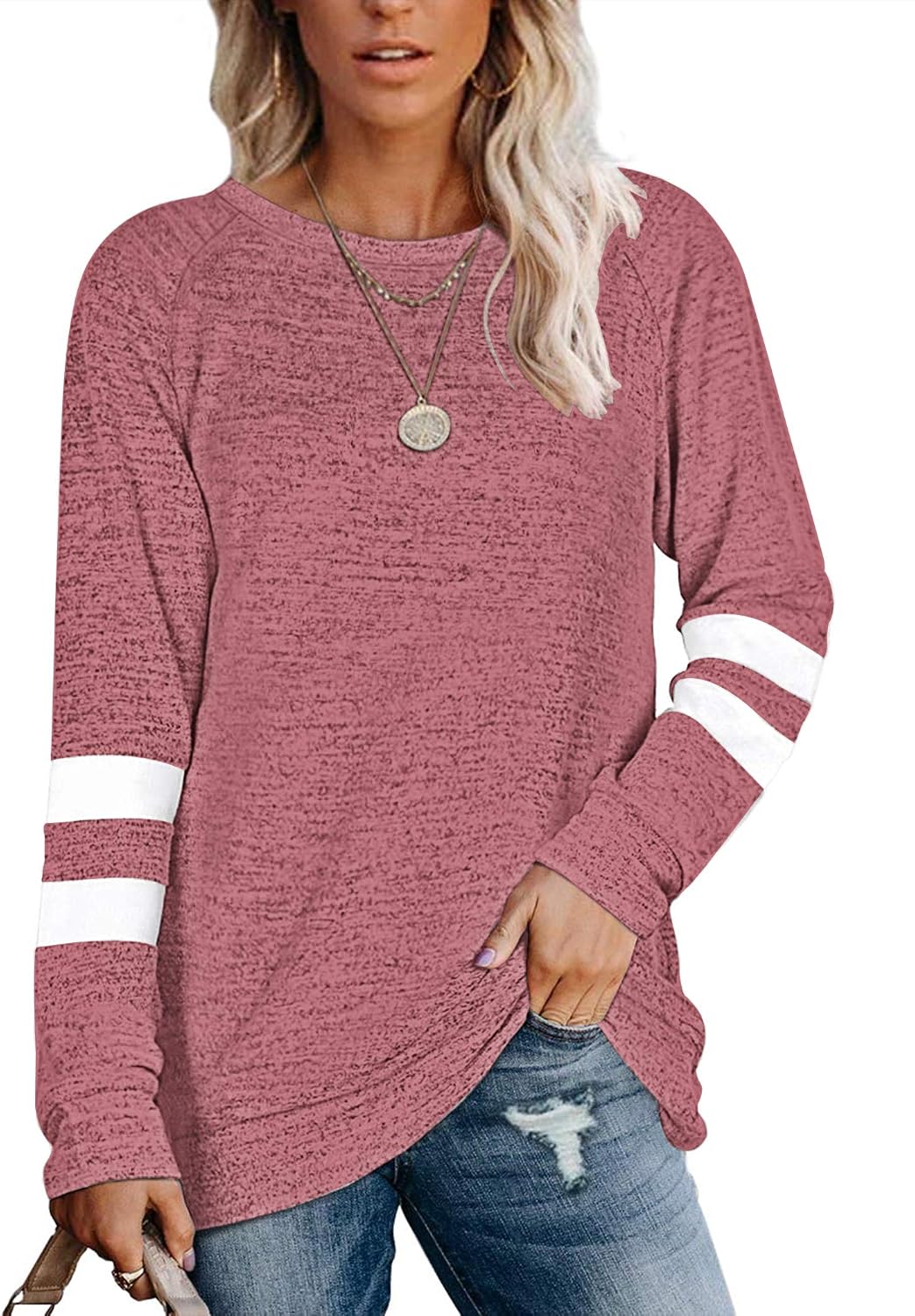 MOLERANI Långärmad rund hals lediga T-shirts blusar sweatshirts tunika toppar för vintern