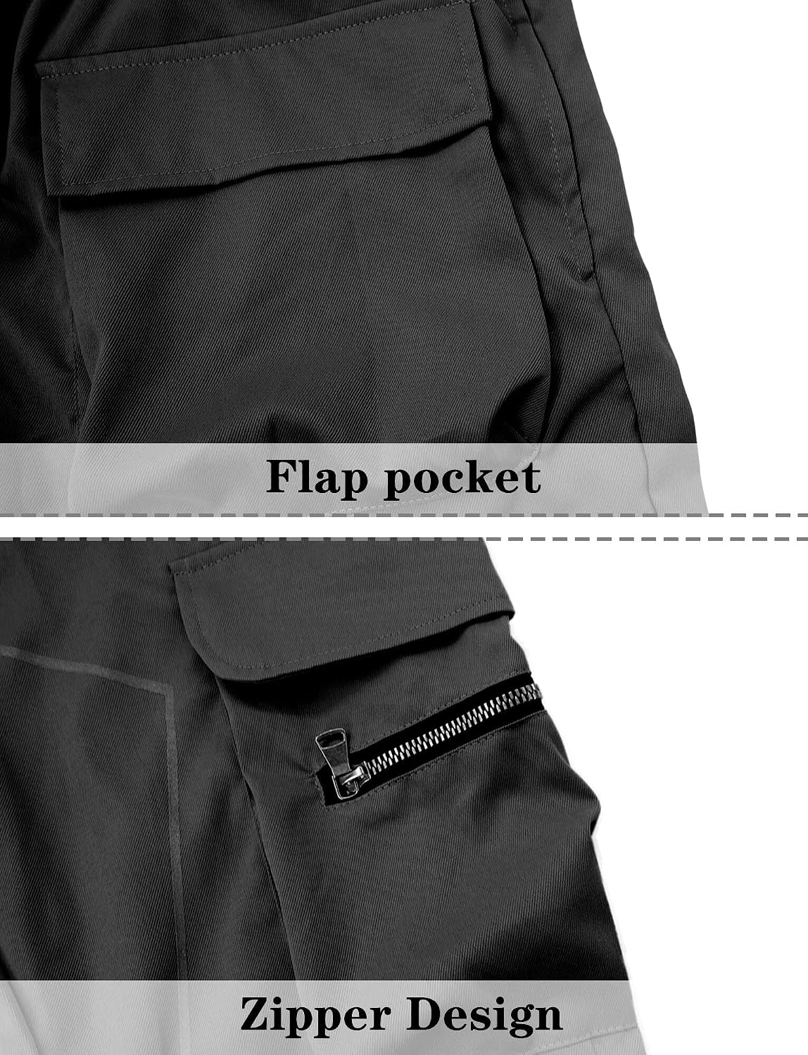 AIEOE Cargobyxor, herr, hip hop, techwear, cargobyxor med reflekterande ränder, streetwear, punkbyxor, joggingbyxor, joggingbyxor med fickor, elastisk linning