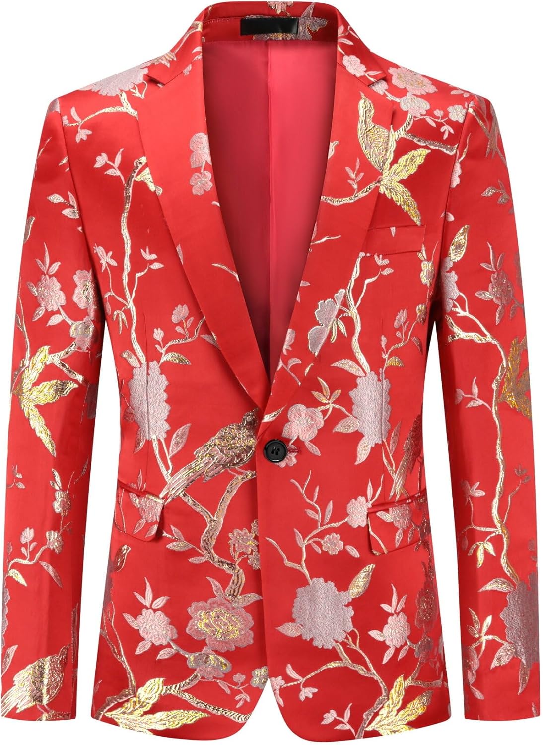 YOUTHUP Broderi blazer för män smal passform blommig kostym jacka snygg blommig smoking jackor