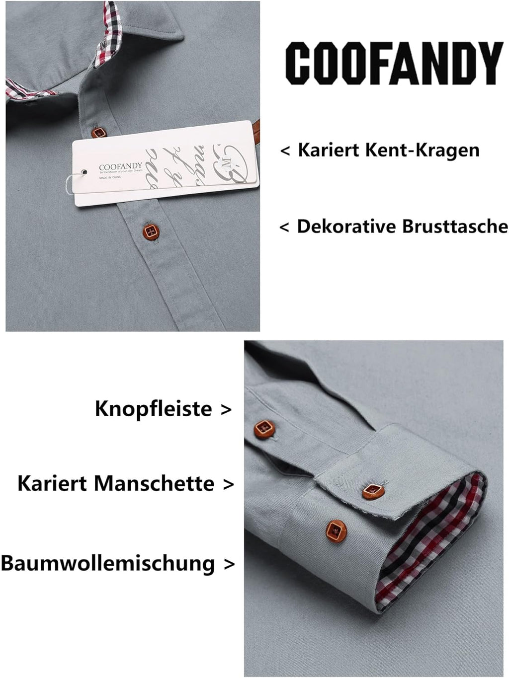 COOFANDY jeansskjorta för män, denimskjorta, långärmad skjorta, cowboystil, fritidsskjorta, män, Kent krage, affärer, ledig
