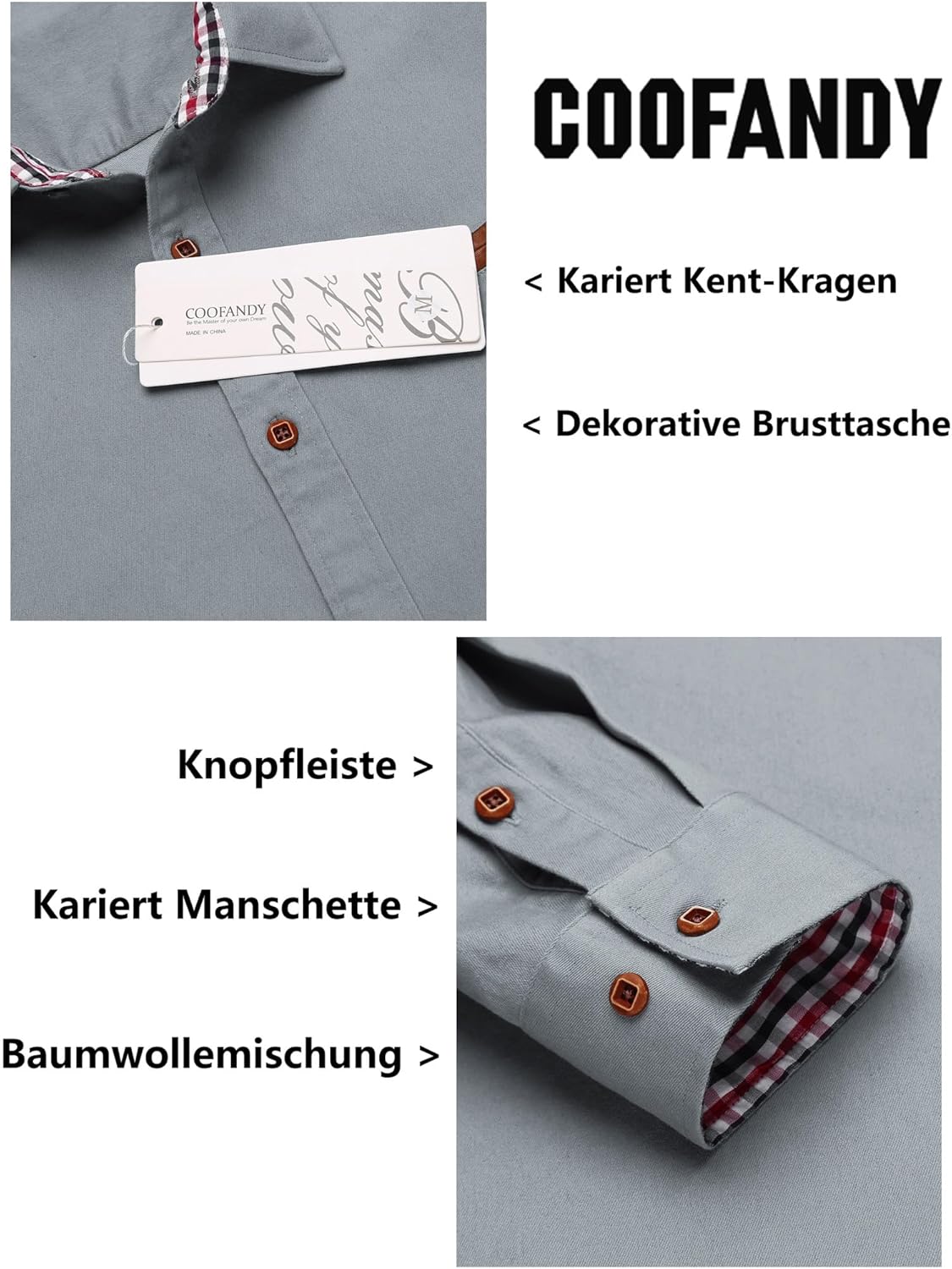 COOFANDY jeansskjorta för män, denimskjorta, långärmad skjorta, cowboystil, fritidsskjorta, män, Kent krage, affärer, ledig