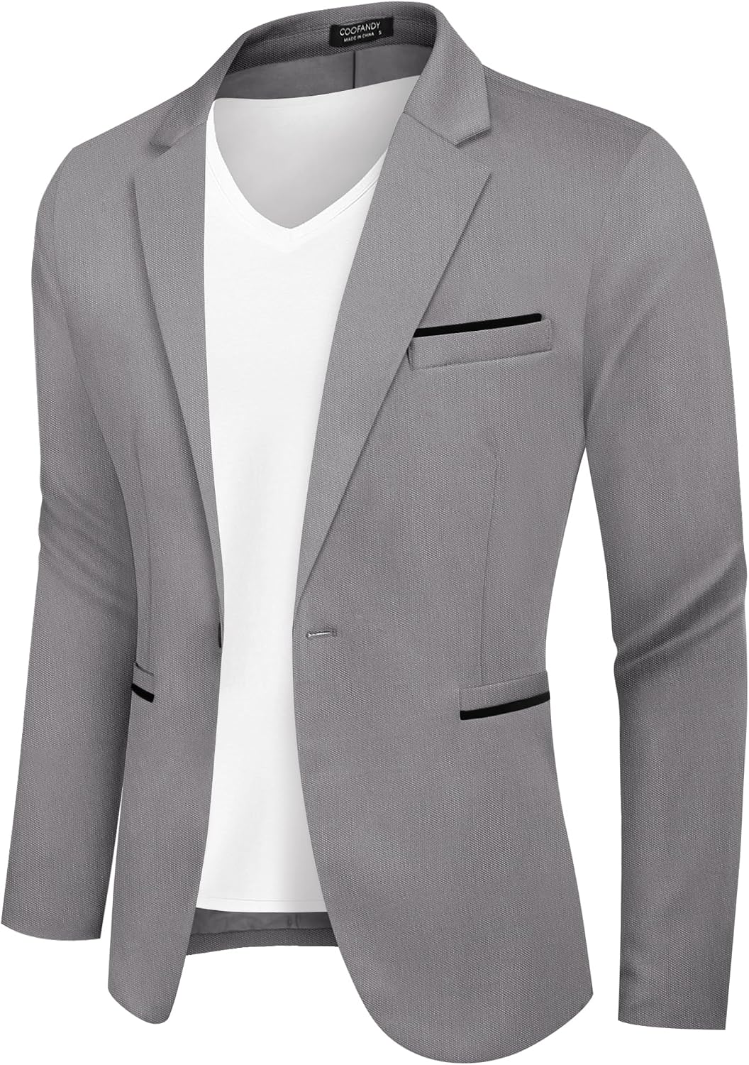 Coofand Vardaglig kostymkavaj för män, blazer, lätt och sportig med en knapp, linnetextur