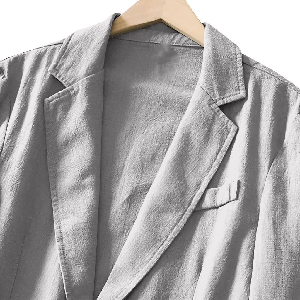 Kostymjackor för män normal passform – linnejackor för män UK lätt kostymjacka smart vardaglig två knappar blazer enfärgad andningsbar blazer lös passform rockar fritid sport rock