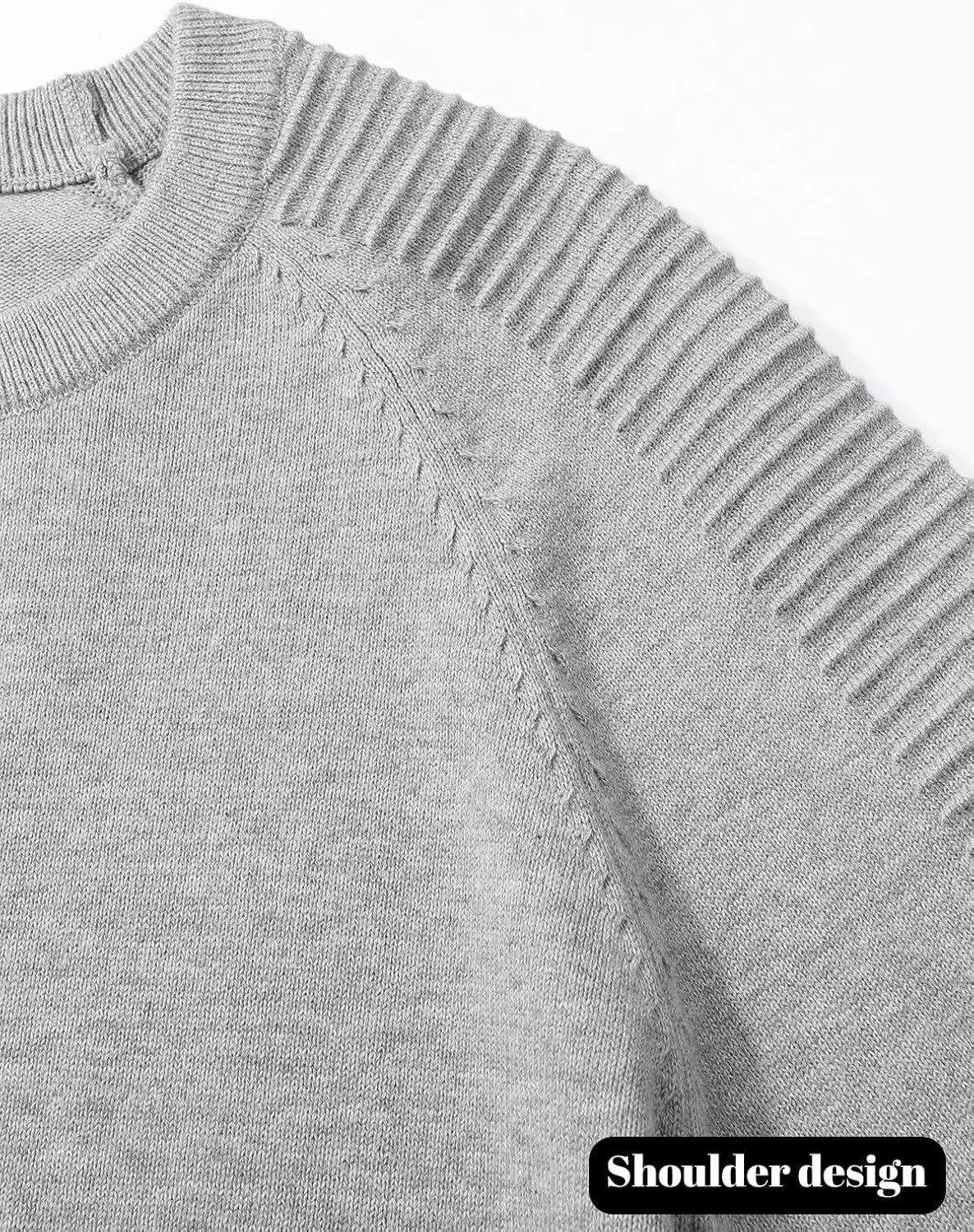 herr rund hals raglan långärmad jumper enfärgad termisk stickad pullover axel ribbning detalj 100 % bomull klassiska stickade kläder höst vinter