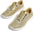 LUCKY STEP Briljanta sneakers för kvinnor med strass och metallpaljetter, lätta tennisskor