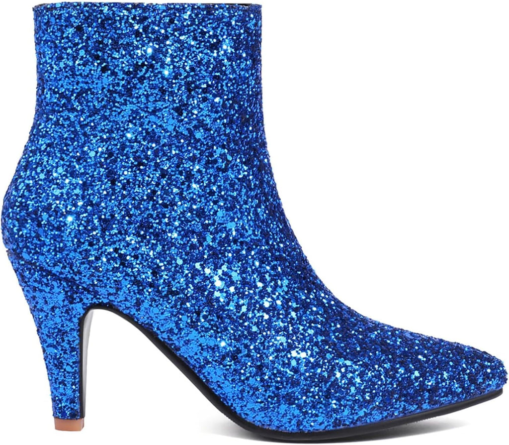 dam stilett höga klackar ankelstövlar med glitter spets ankelstövlar vinterstövlar