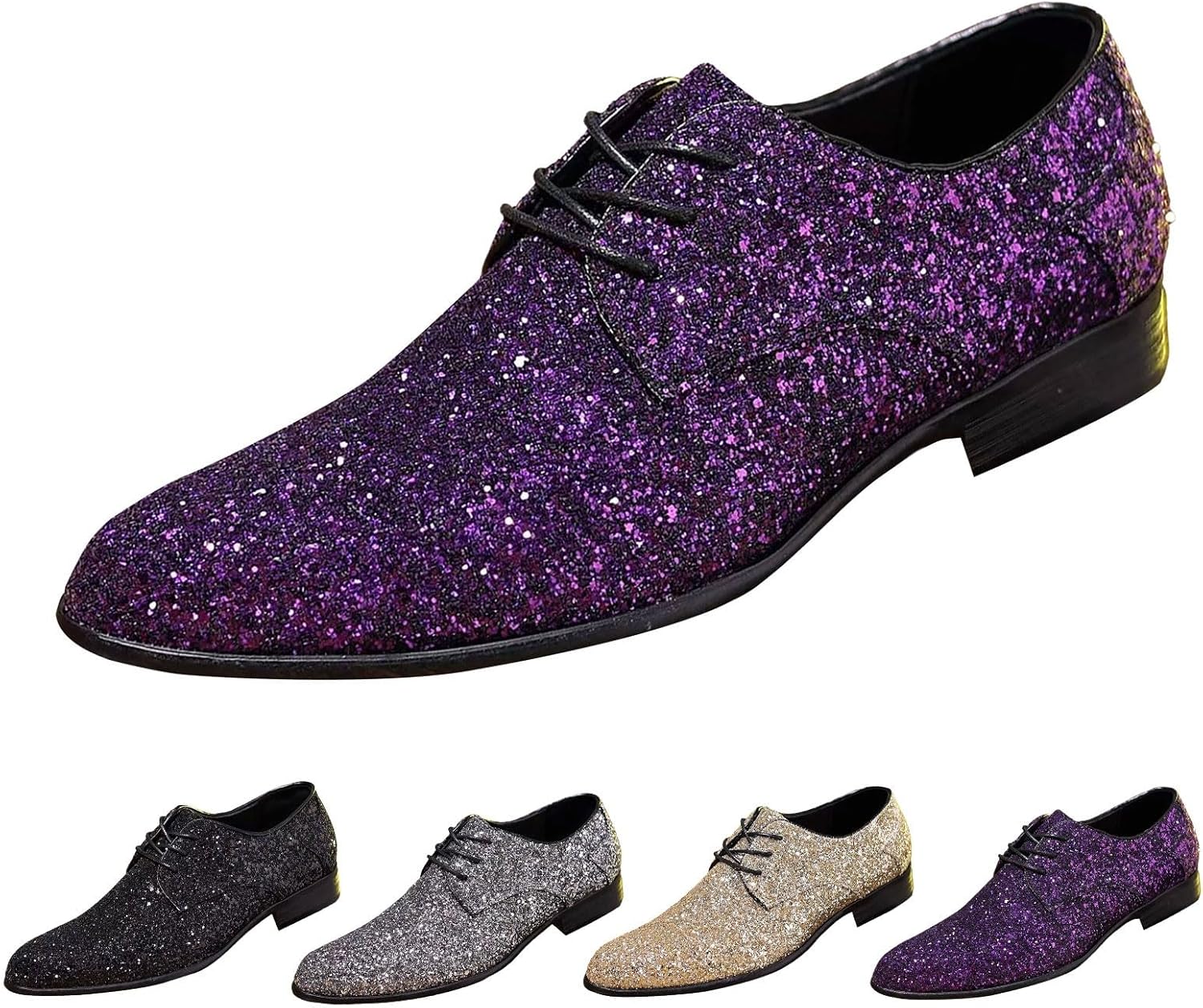 Gnistrande glitter snörning Oxfords klassiska formella bal klänning skor mode bröllopsfest kväll skor för speciella tillfällen