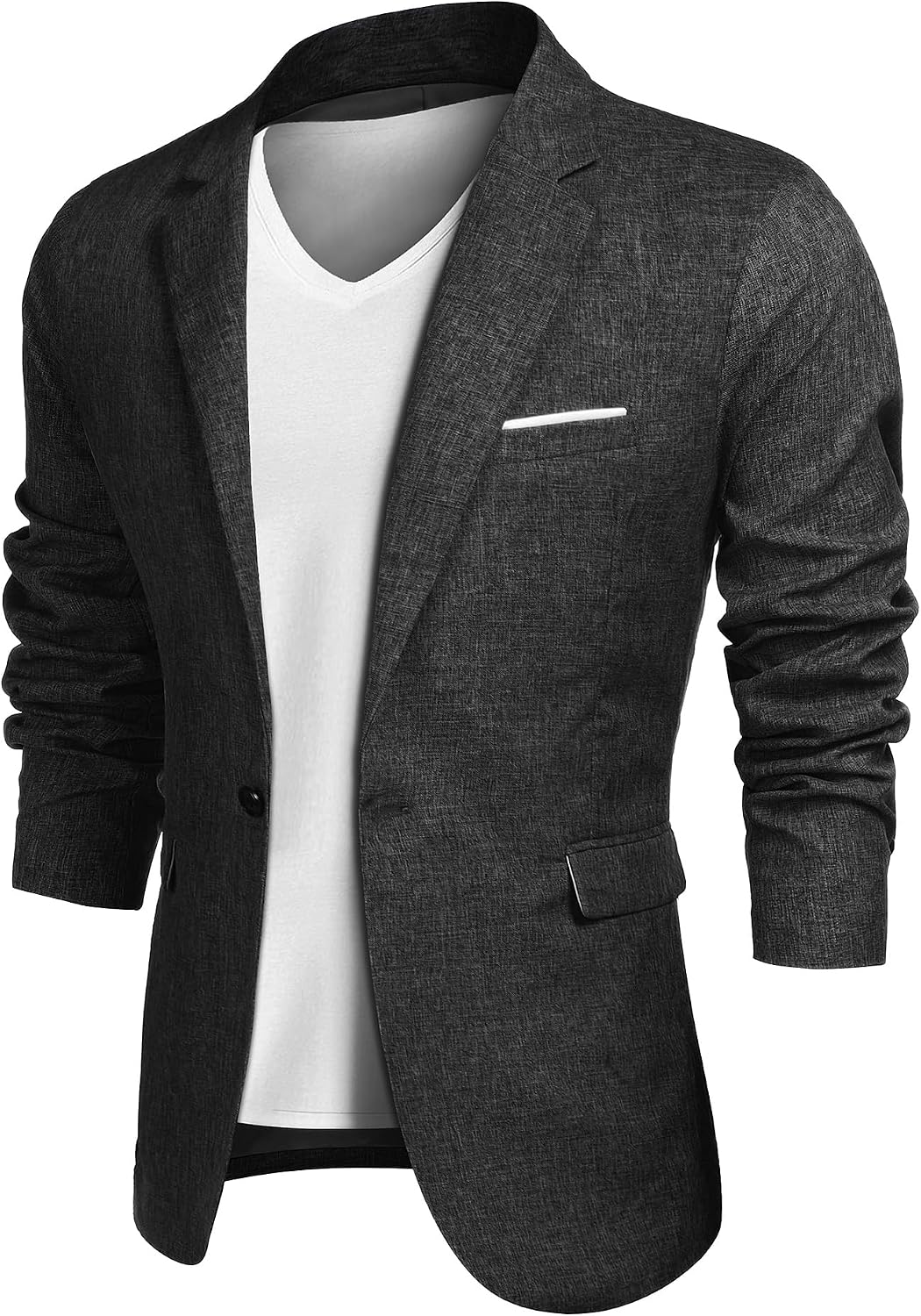 Coofand Vardaglig kostymkavaj för män, blazer, lätt och sportig med en knapp, linnetextur
