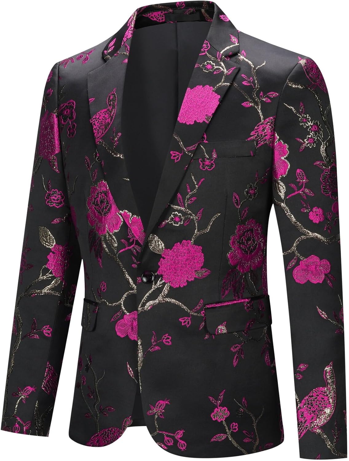 YOUTHUP Broderi blazer för män smal passform blommig kostym jacka snygg blommig smoking jackor