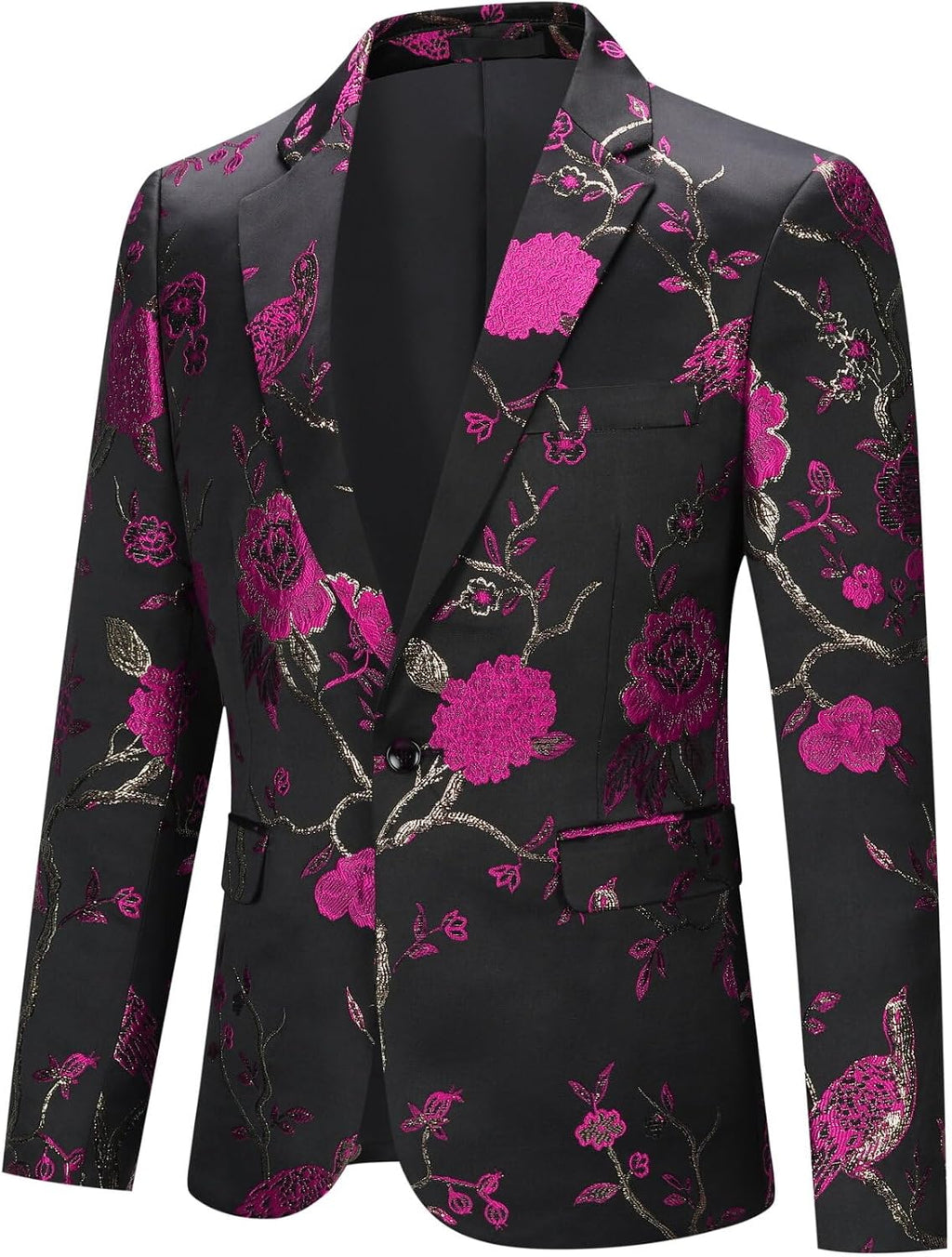 YOUTHUP Broderi blazer för män smal passform blommig kostym jacka snygg blommig smoking jackor