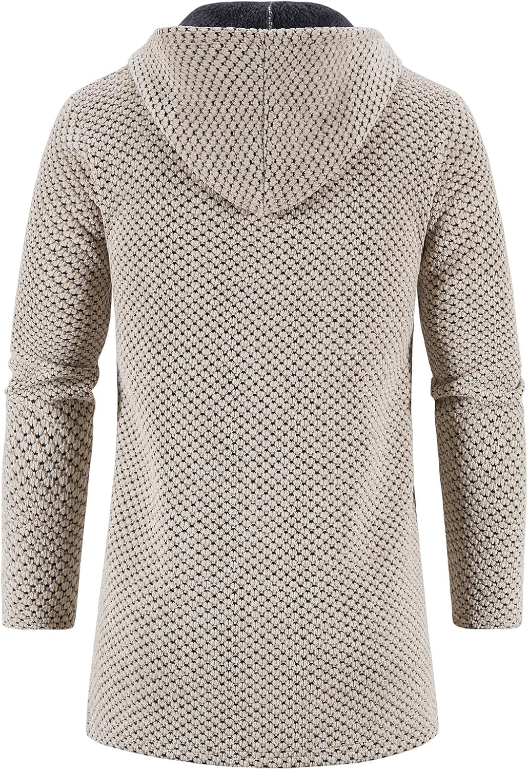 KUDORO Herrcardigan lång väst med dragkedja stickad kofta huvtröja tjock och ledig fleece tröja huvtröja