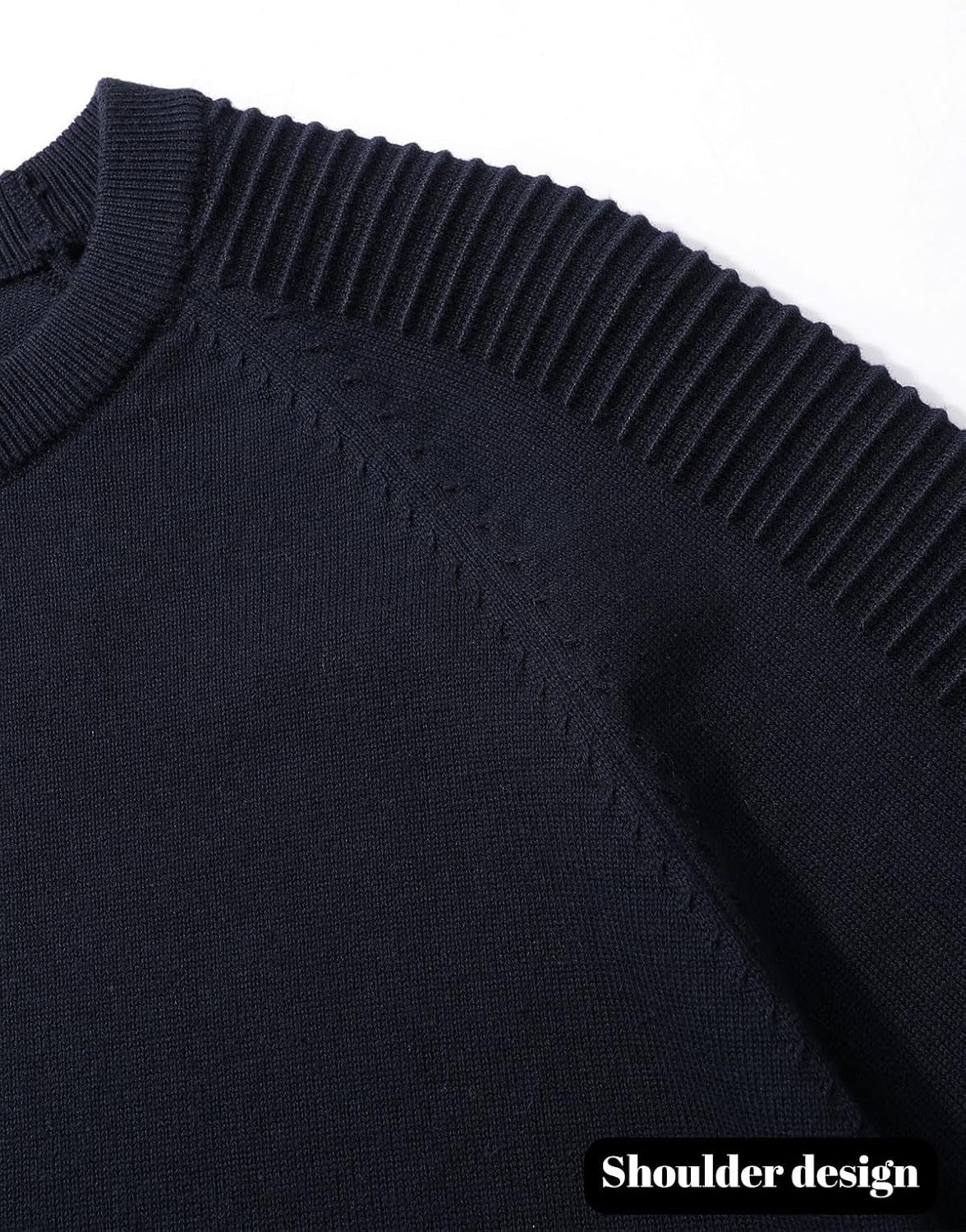 herr rund hals raglan långärmad jumper enfärgad termisk stickad pullover axel ribbning detalj 100 % bomull klassiska stickade kläder höst vinter