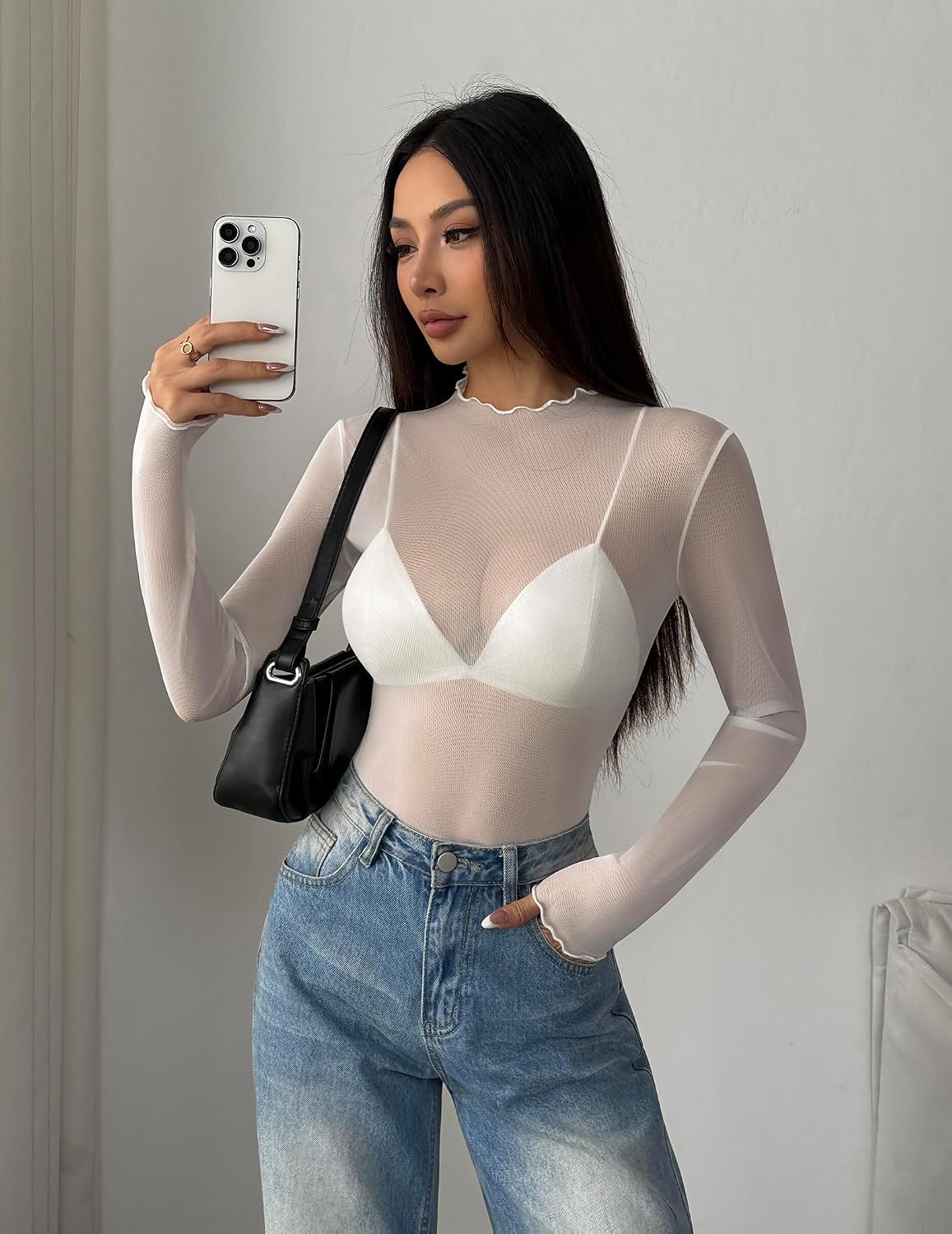 Zeagoo Dam-t-shirt, sexig, transparent nättopp, sheer, genomskinliga toppar för fest och klubbkläder, XS–XXL
