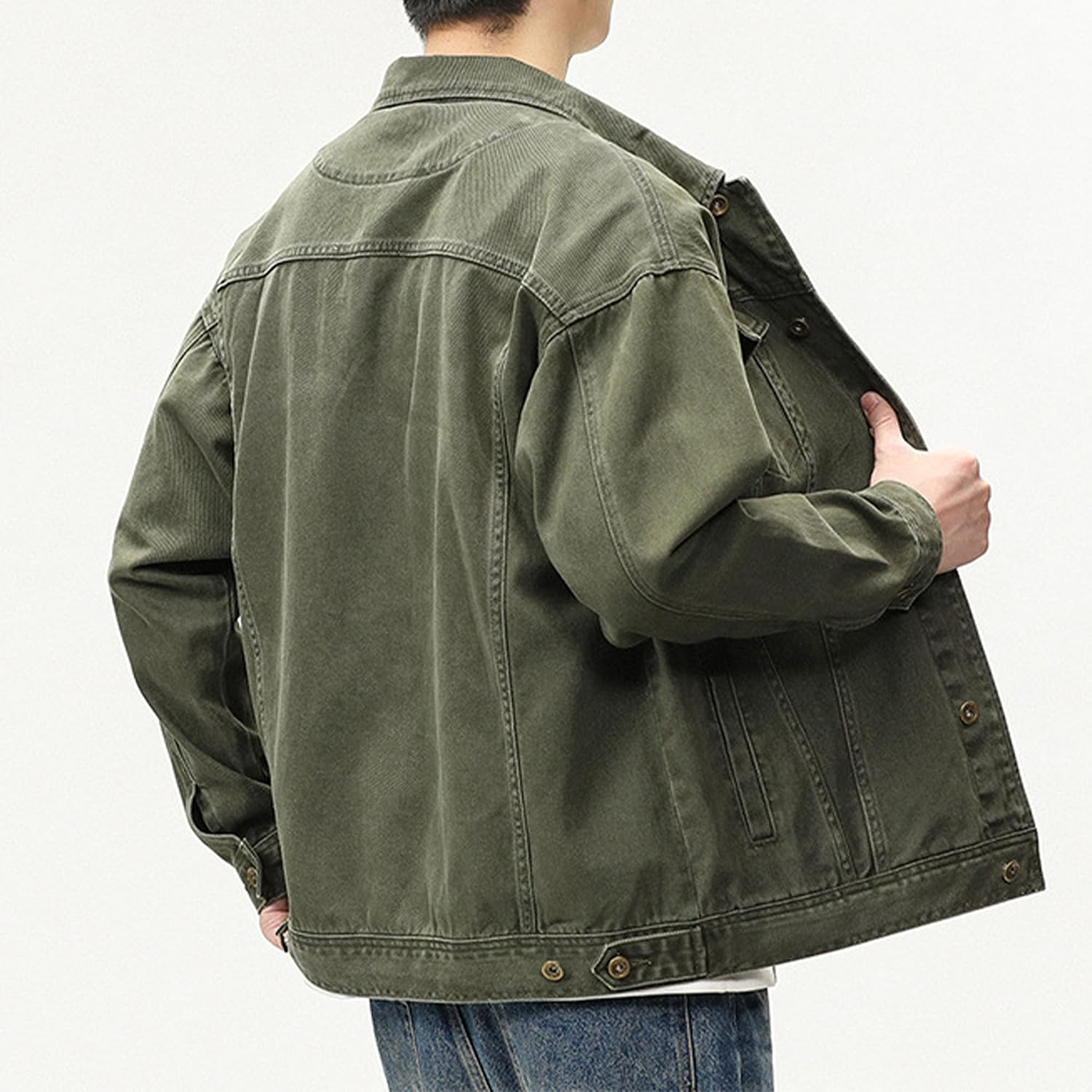 JEShifangjiusu Män Street Fashion Casual Denim Ytterkläder Baggy Rapper Denim Jackor Hip Hop Avslappnad Passform Streetwear