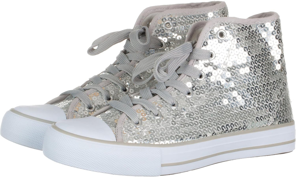 Brandsseller Dam Glitter sneakers paljetter halv höga spets damstövlar.