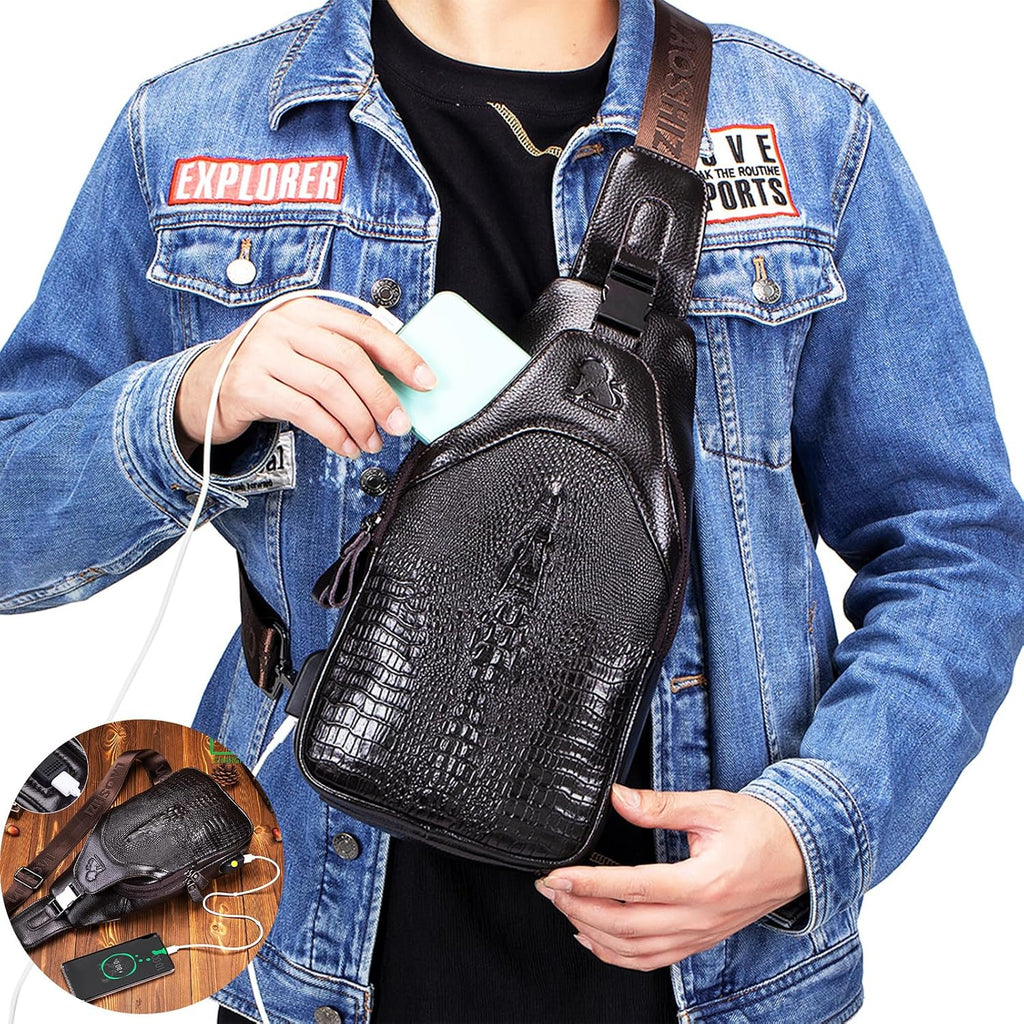 pundarika läder män väska crossbody, man väskor för män crossbody, herrar axelväska, justerbar axelrem
