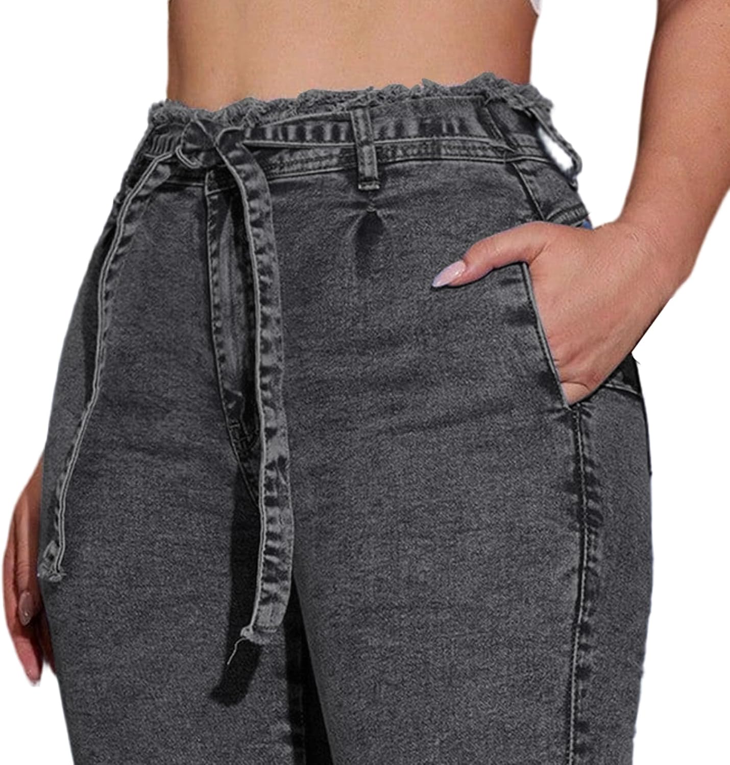 Dam hög midja skinny pennjeans stretch rumplyft denimbyxor magkontroll slim fit bälten jeggings