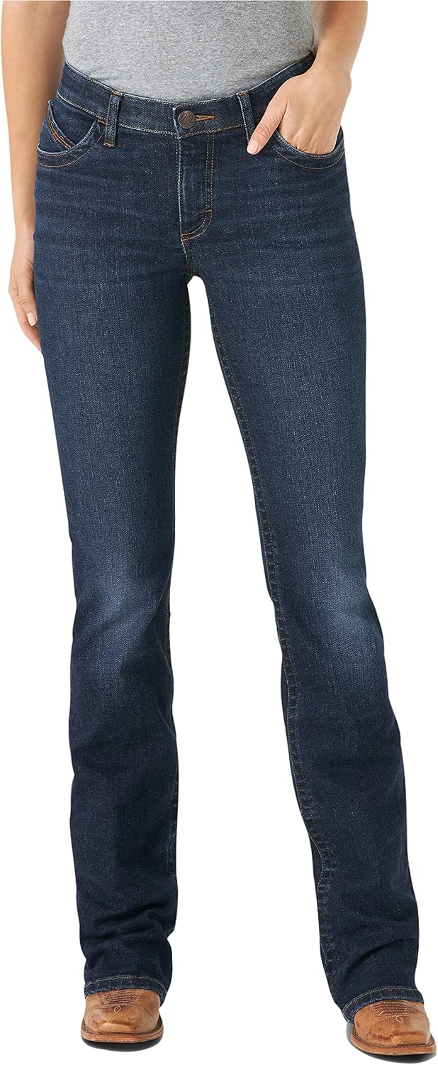 Wrangler dam Jeans Women's Willow Mid Rise Performance Waist Boot Cut Ultimate Riding Jean