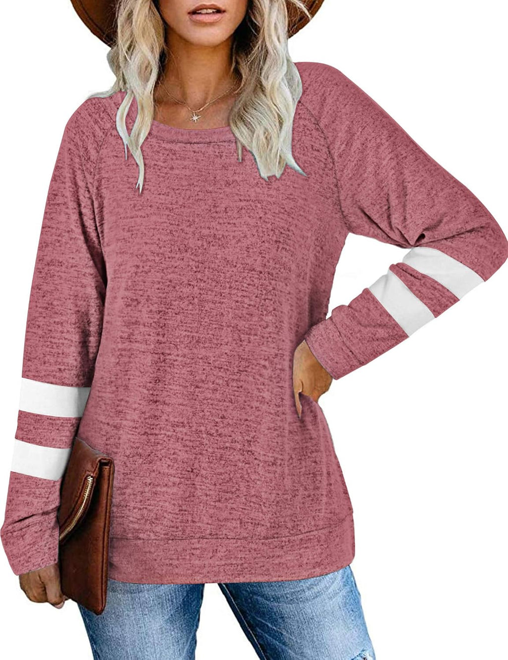 MOLERANI Långärmad rund hals lediga T-shirts blusar sweatshirts tunika toppar för vintern