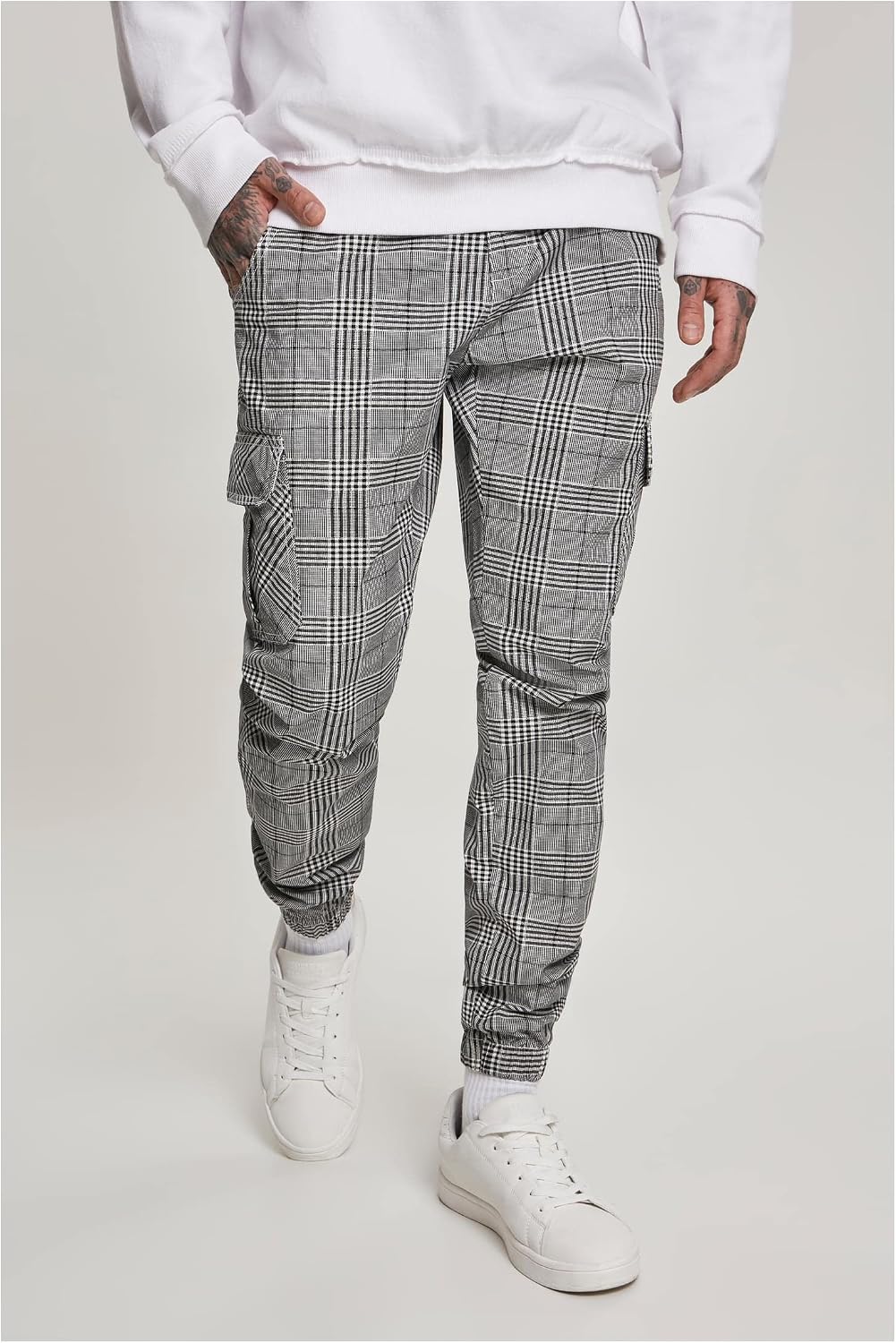 Urban Classics herr Byxor Aop Glencheck Cargo Jog Pants