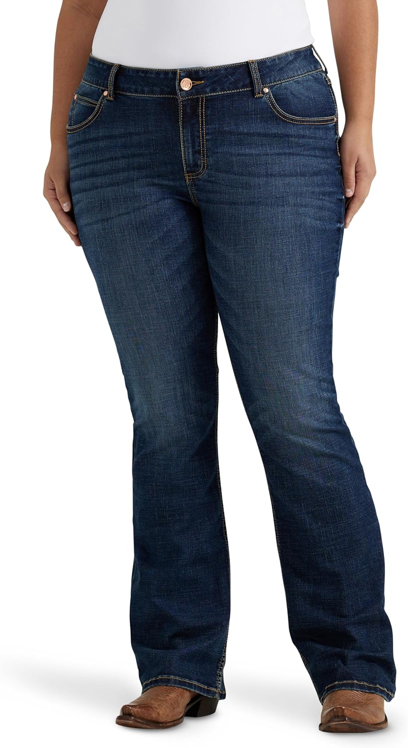 Wrangler dam Jeans Women's Willow Mid Rise Performance Waist Boot Cut Ultimate Riding Jean