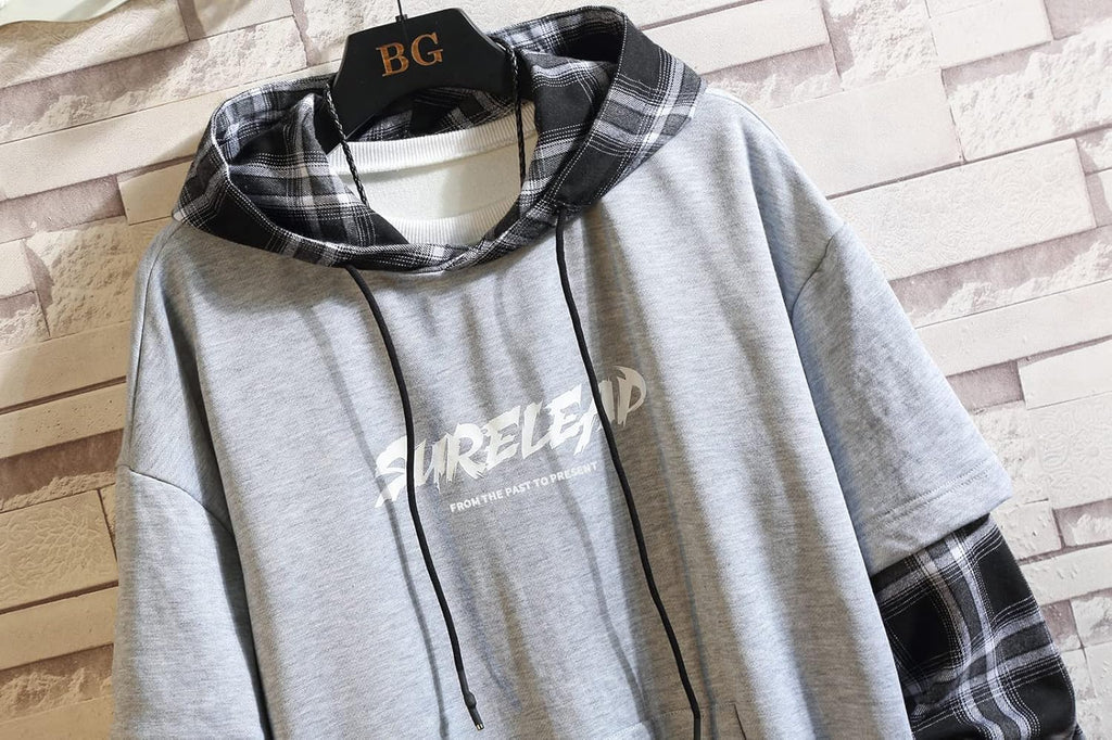 GURUNVANI Lappteknik huvtröjor herr bokstavstryck streetwear huvtröja herr sweatshirt