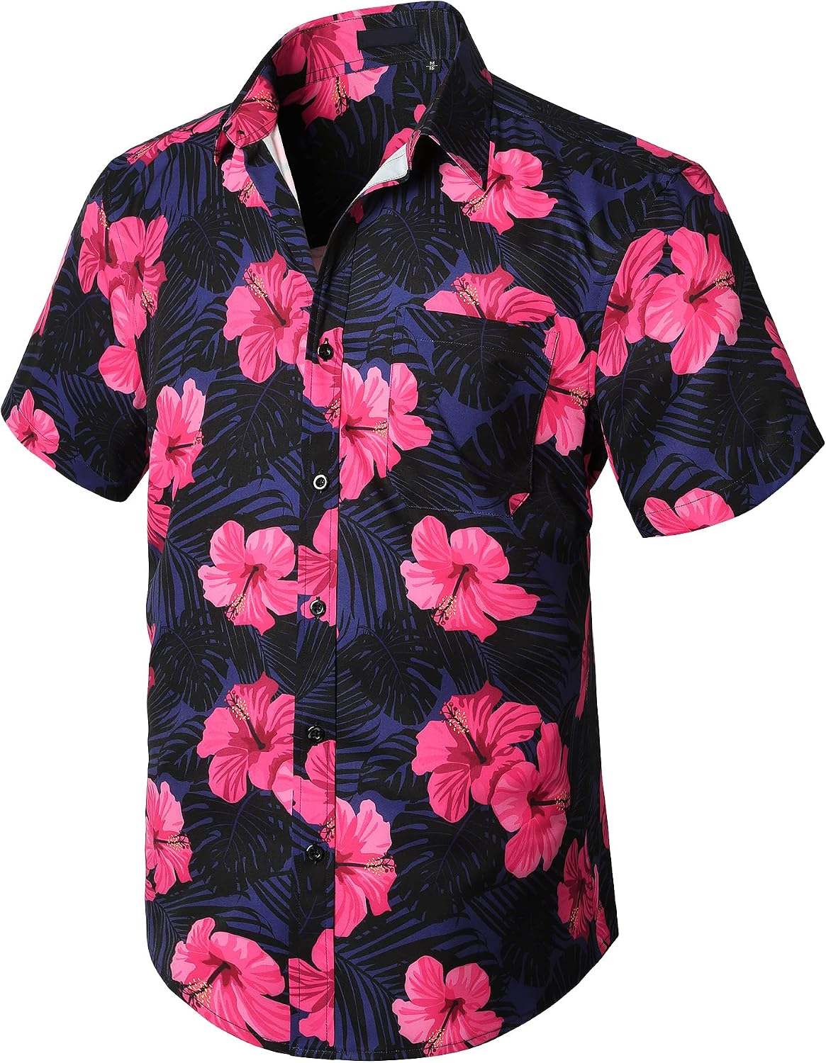 Enlision Funky Hawaii-skjorta för män, kortärmad, fritid, Hawaii-skjorta, tryck, ananas palmer, blommor, ledig, unisex, Hawaii-skjorta med framficka, S-2XL