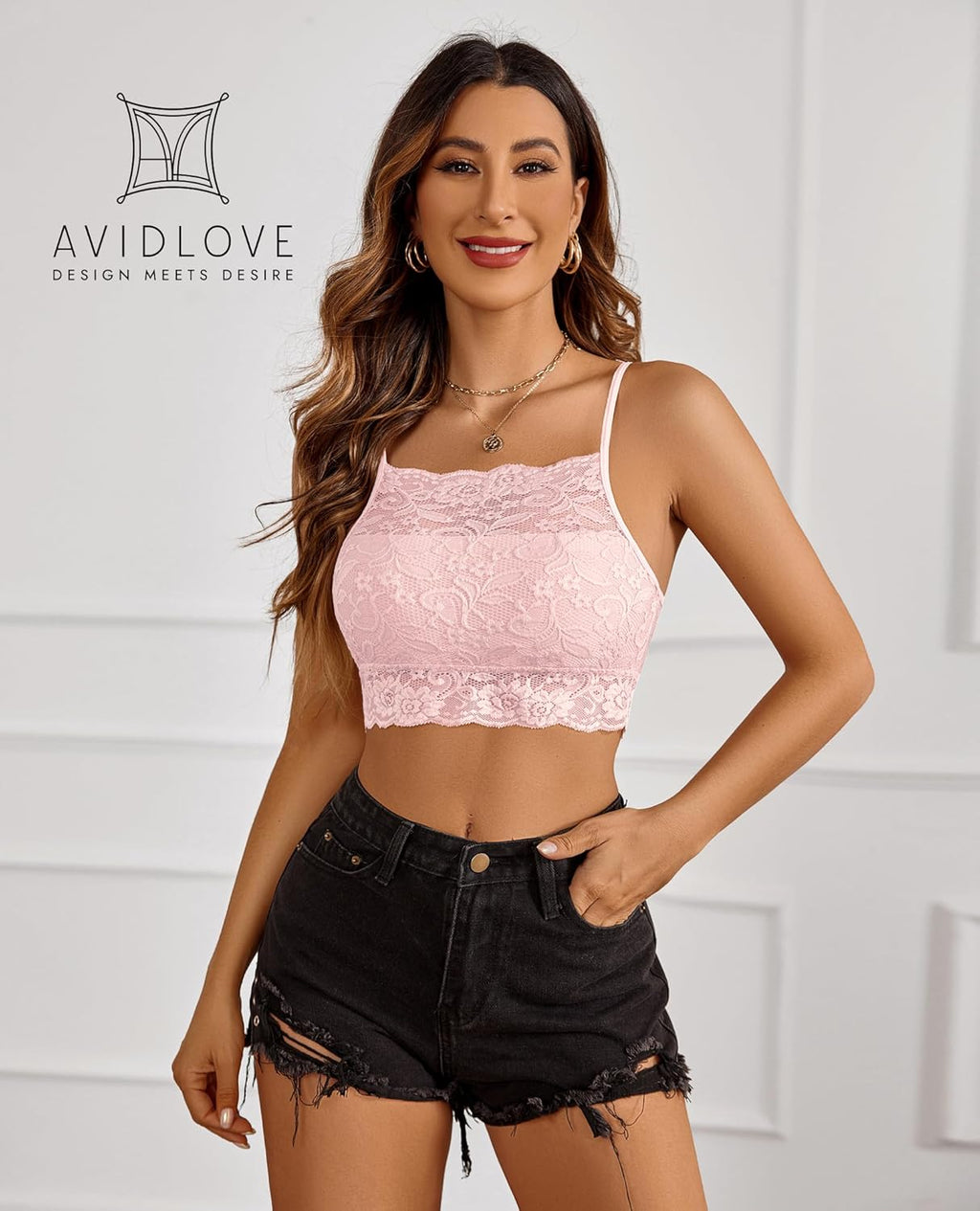 Avidlove Damer spets crop top camilose undertröja magfri toppar