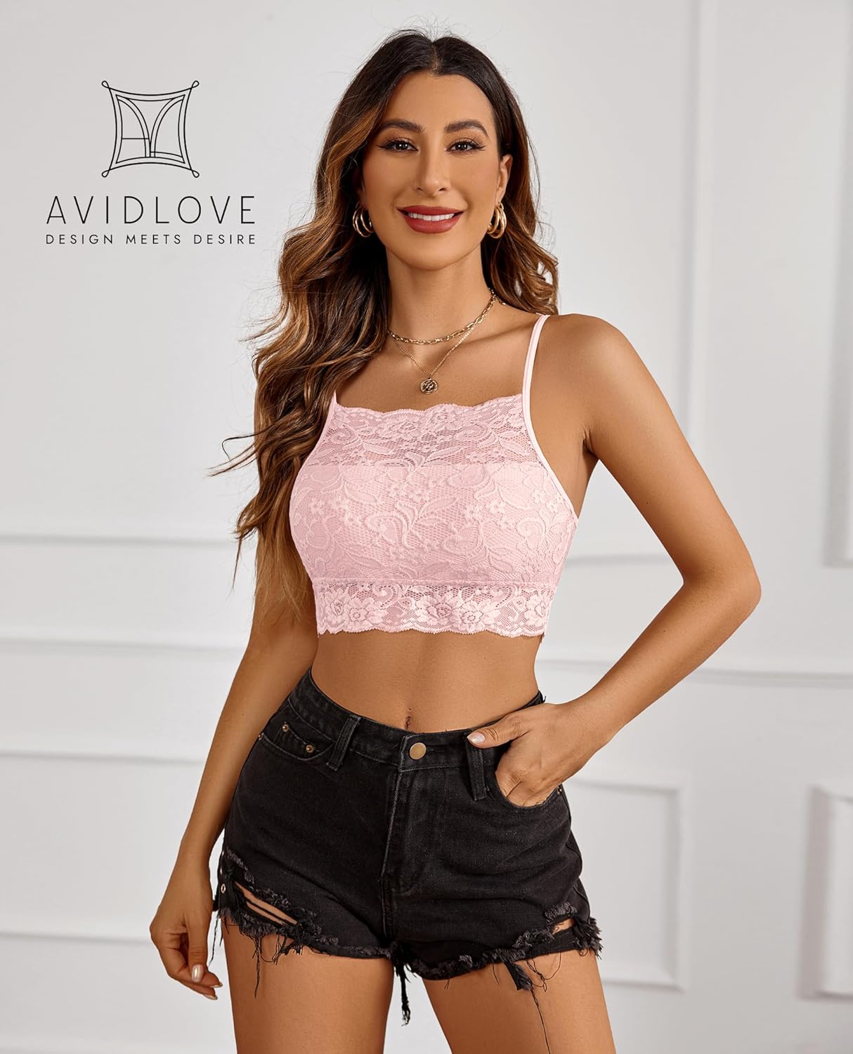 Avidlove Damer spets crop top camilose undertröja magfri toppar